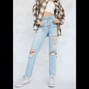 PacSun Light Blue Distressed Mom Jeans